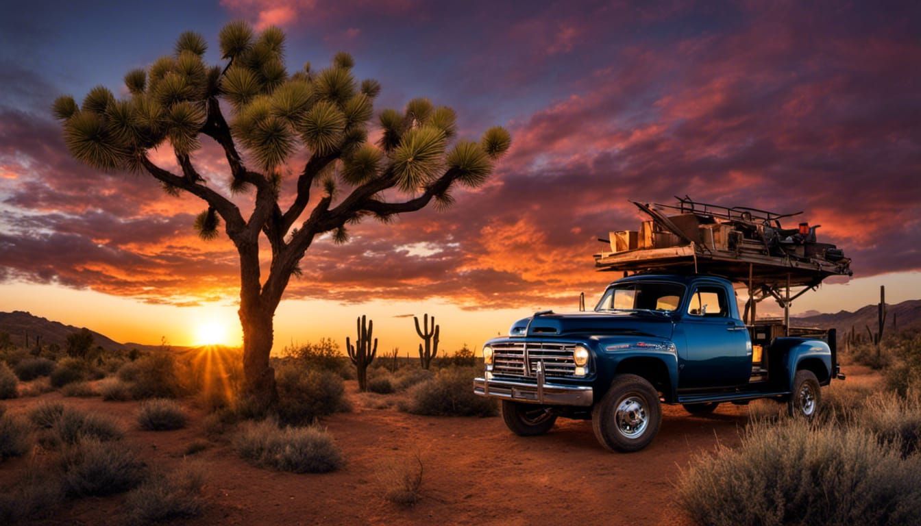 Cowgirl and Horse at Campfire in Desert Night
