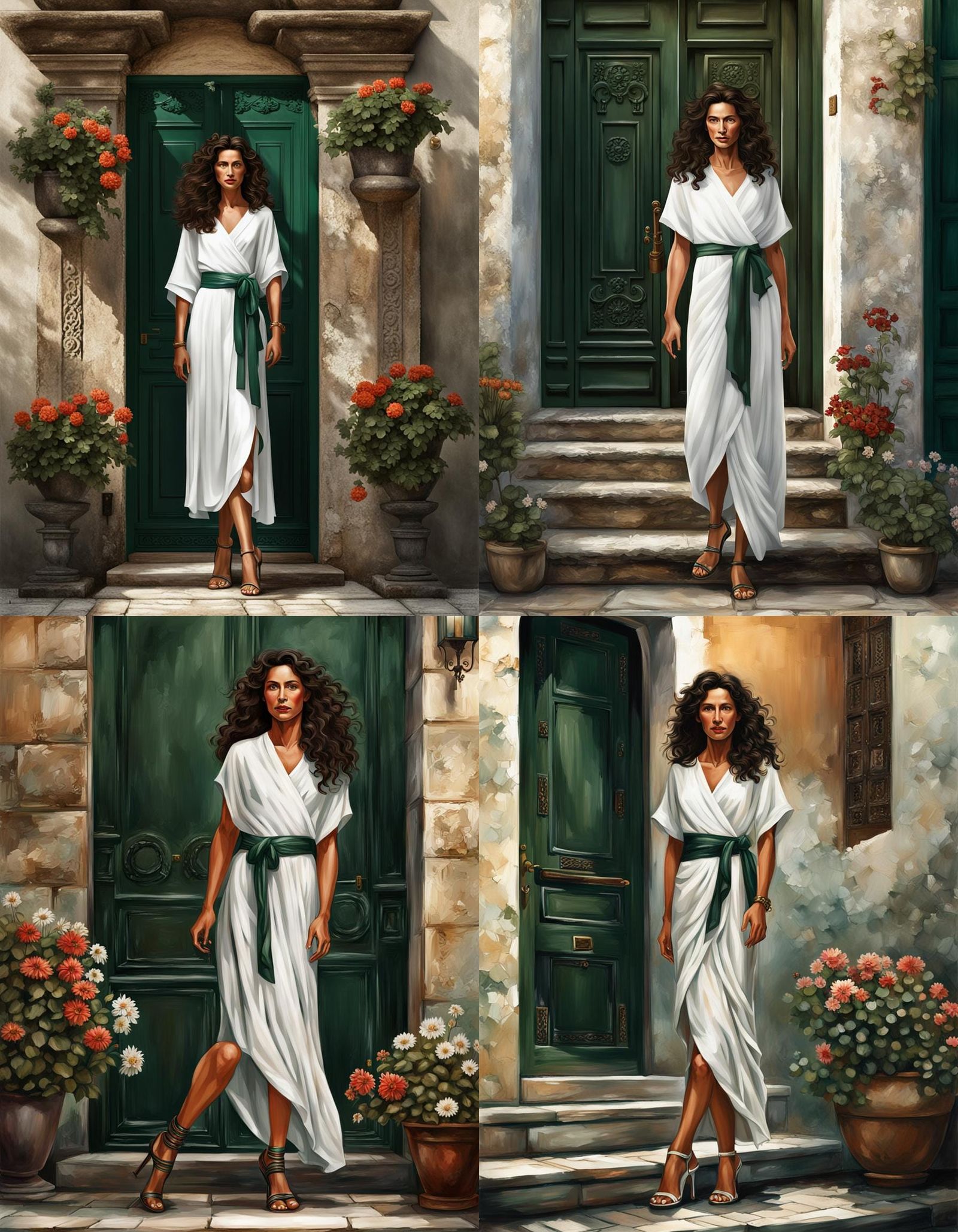 Mediterranean Woman Posing in Hyperrealistic Style