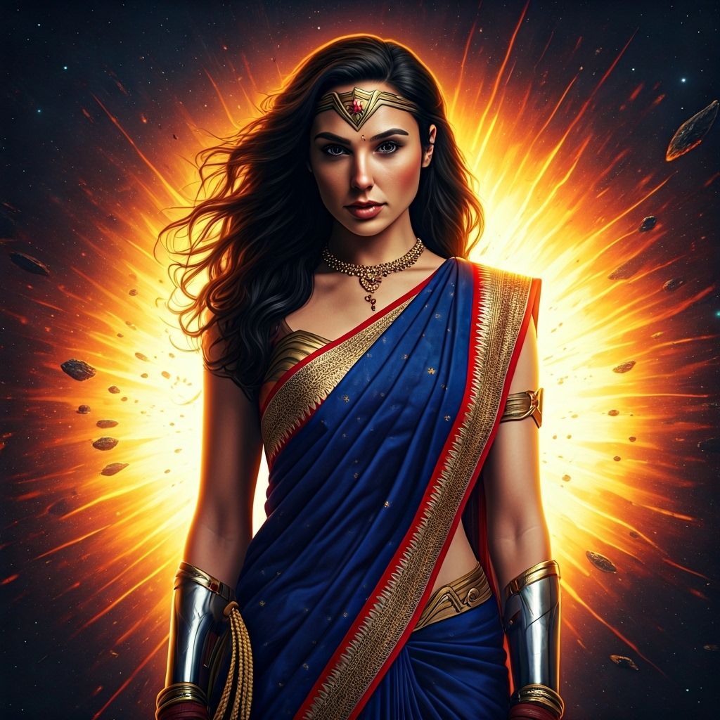 Gal Gadot as Wonder Woman in Maharashtrian Saree