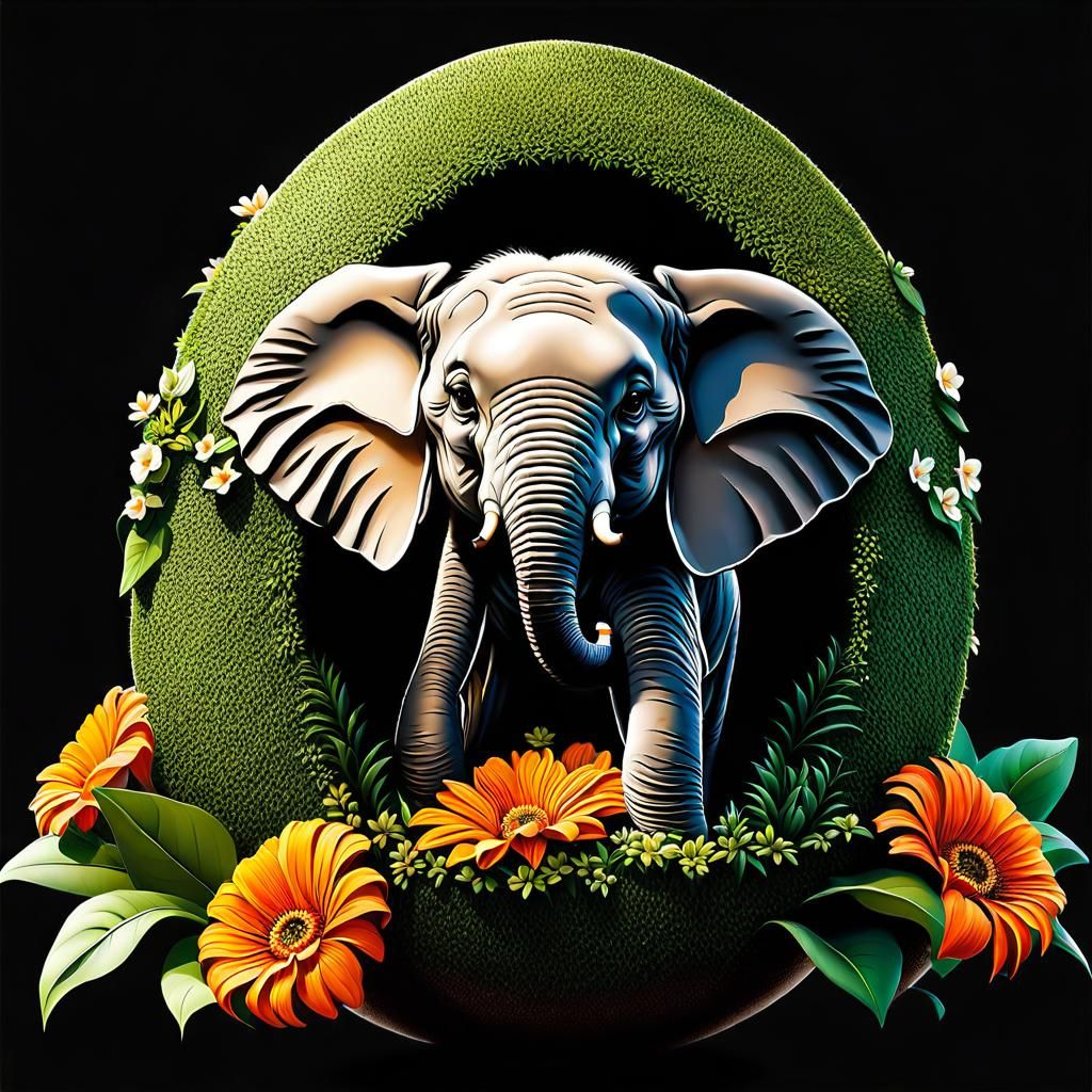 Baby Elephant Emerges from Egg in Lush Habitat