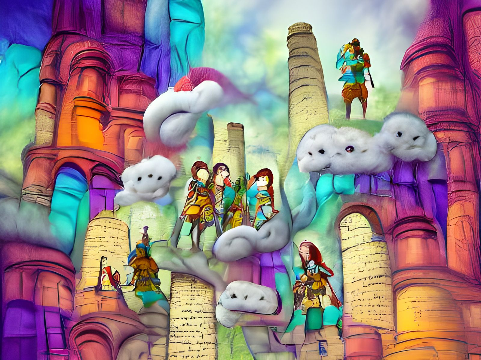Fantasy Adventurers Explore Whimsical Cloud City