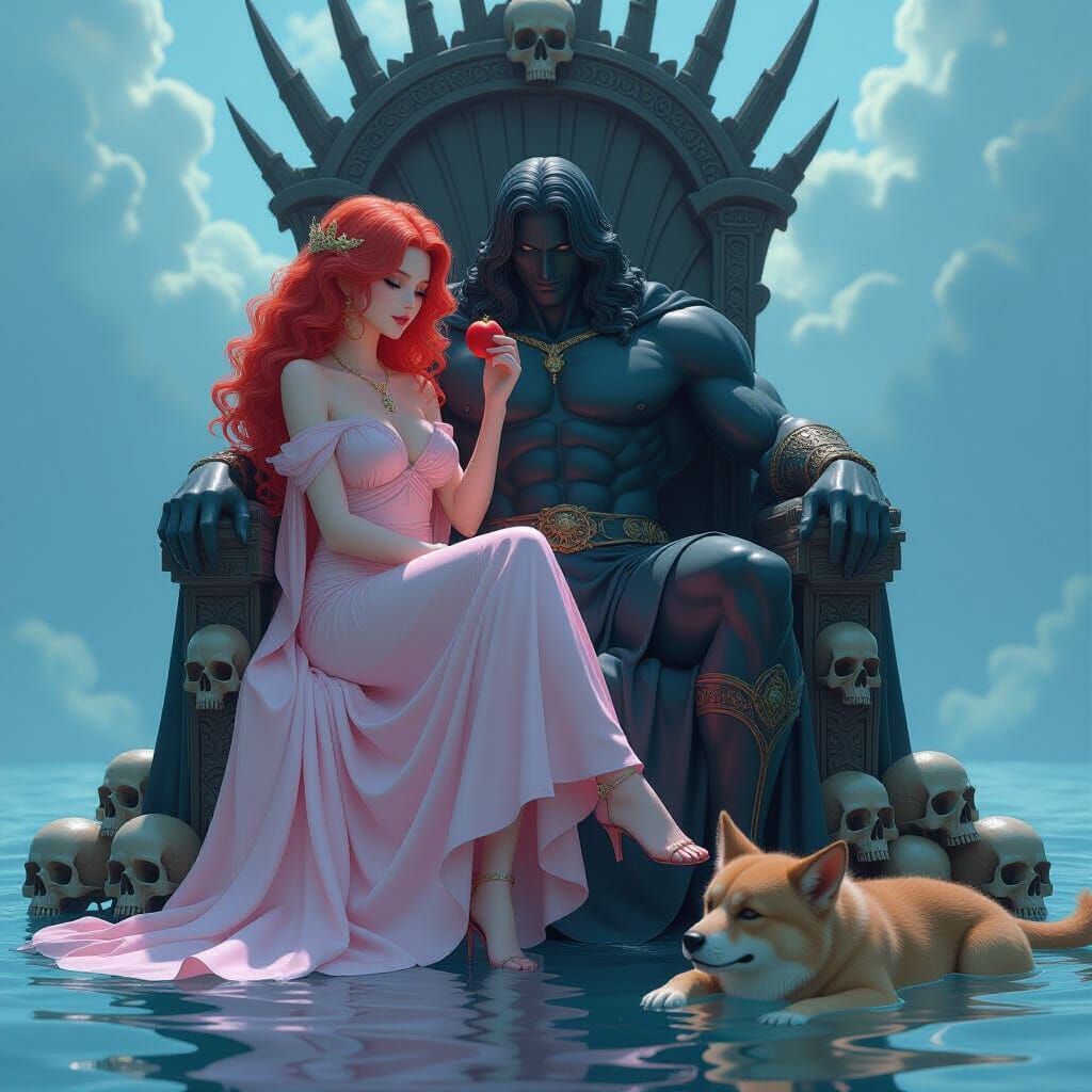 Persephone and Hades in 3D Anime Style