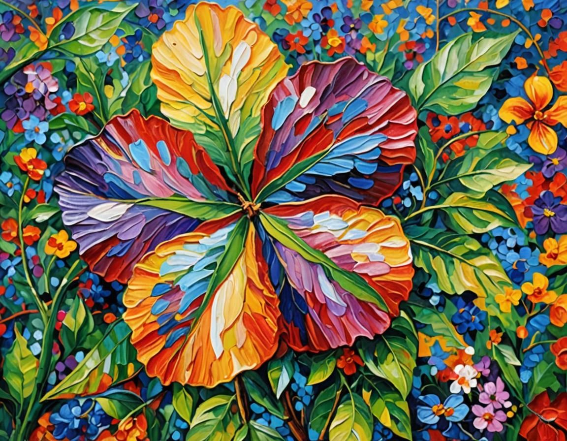 Colorful Impasto Painting in Neo-Impressionist Style