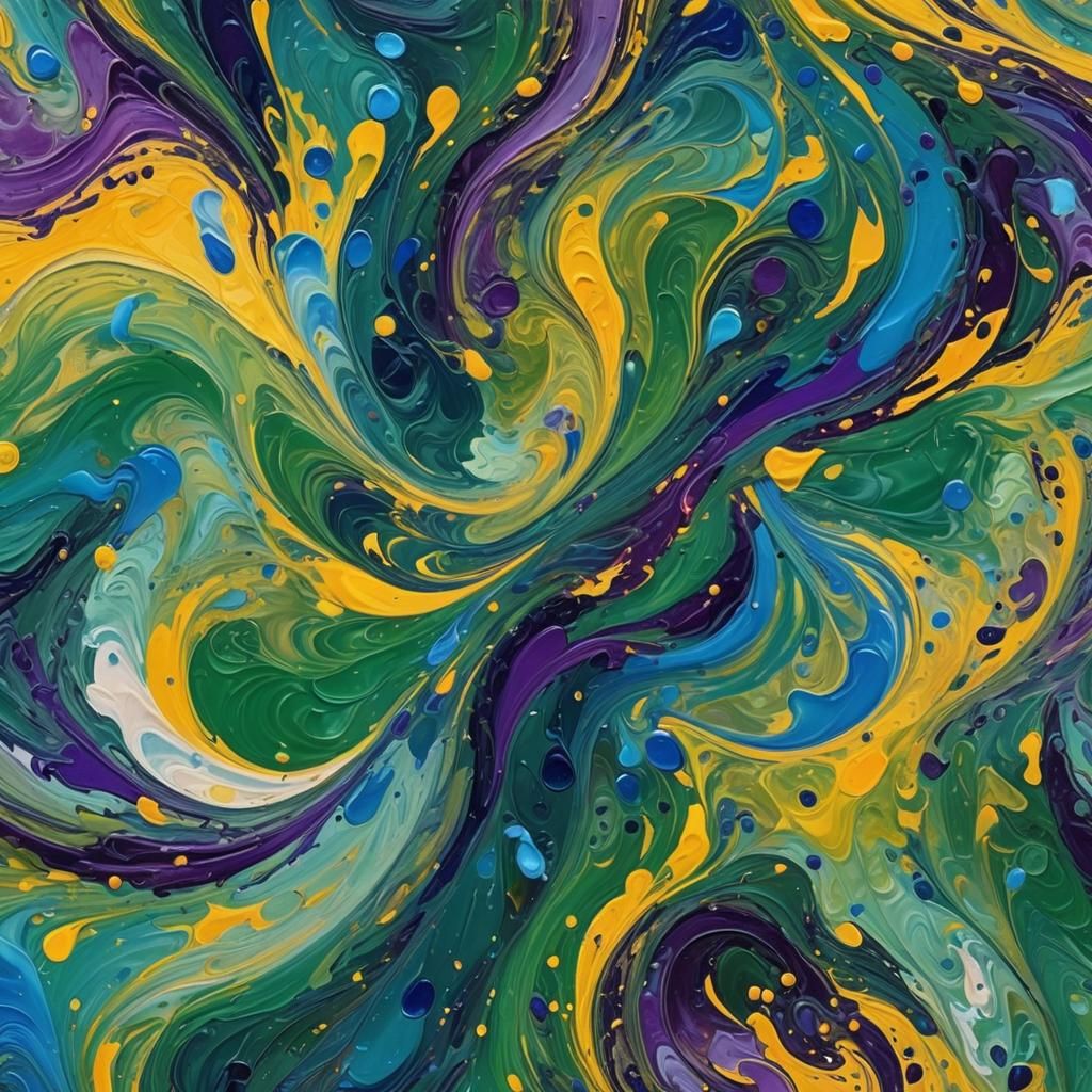 Abstract Expressionist Vortex of Colors in Dreamlike State