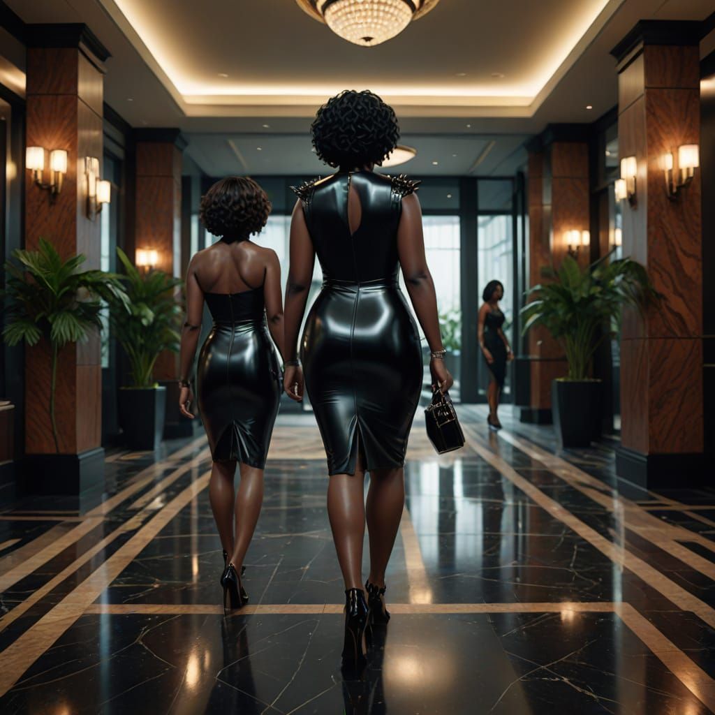 Ebony Goddesses Strutting in Metallic Latex, Fantastical Hot...