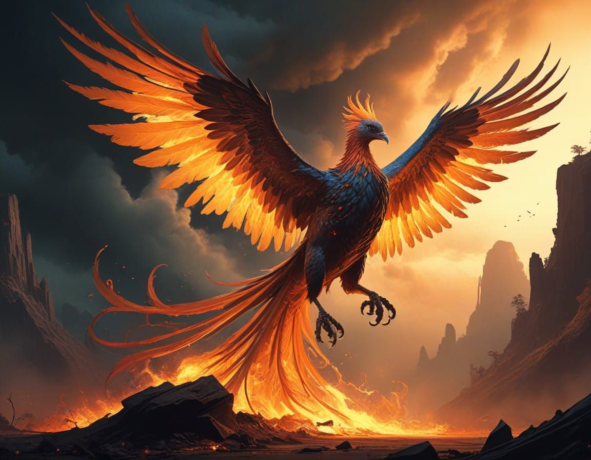 Ethereal Phoenix Rises from Inferno