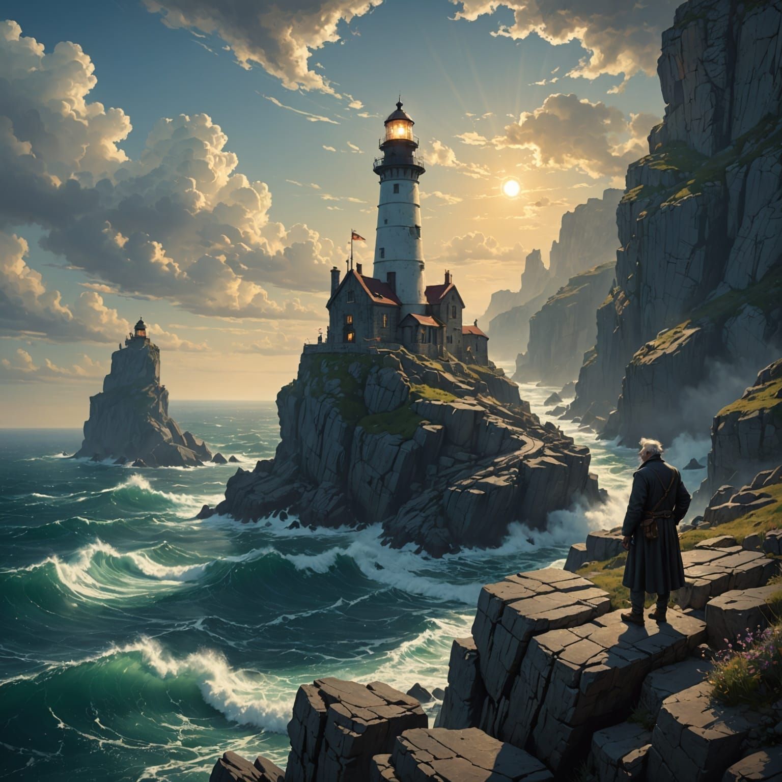 Ethereal Lighthouse Masterpiece at the Edge of the World