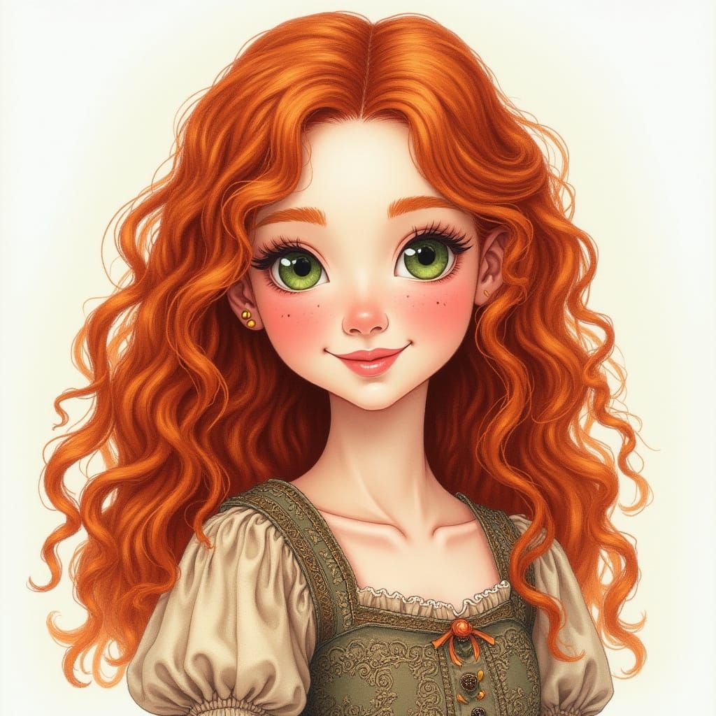 Vibrant Colored Pencil Portrait of a Young Redhead