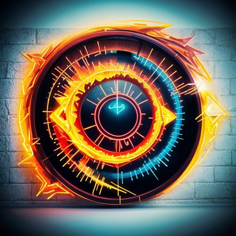 Neon Root -1 Symbol in Dark Alley Concept Art