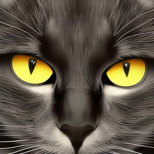 Giant Black Cat with Piercing Yellow Eyes
