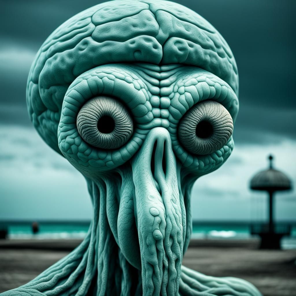 Hyperrealistic Squidward Portrait in High Definition