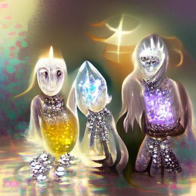 Glowing Crystal Figures with Radiant Cores