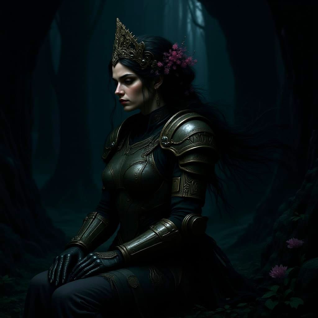 Fantasy Girl in Warhammer Armor, Dark Realm