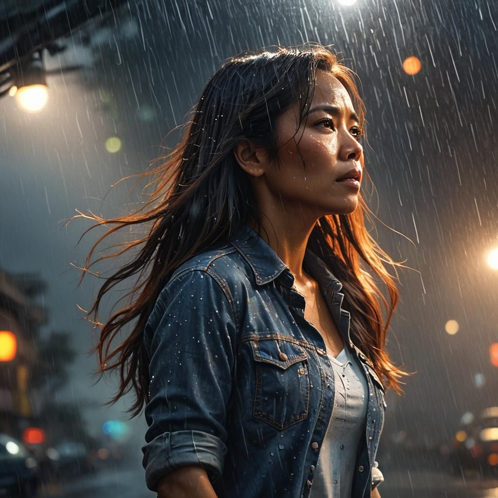 Filipina in Rain: Dramatic Matte Painting