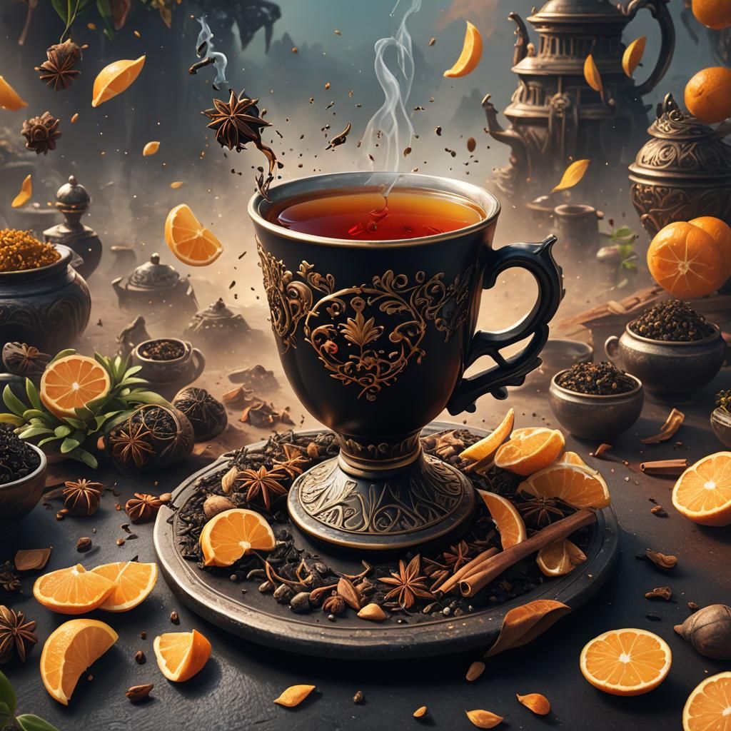 Spiced Black Tea Still Life, Fantasy Concept Art