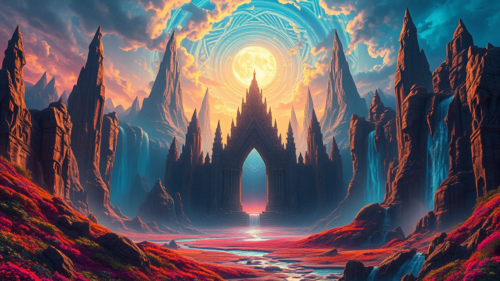 Mystical Portal in a Dreamlike Landscape, Matte Painting