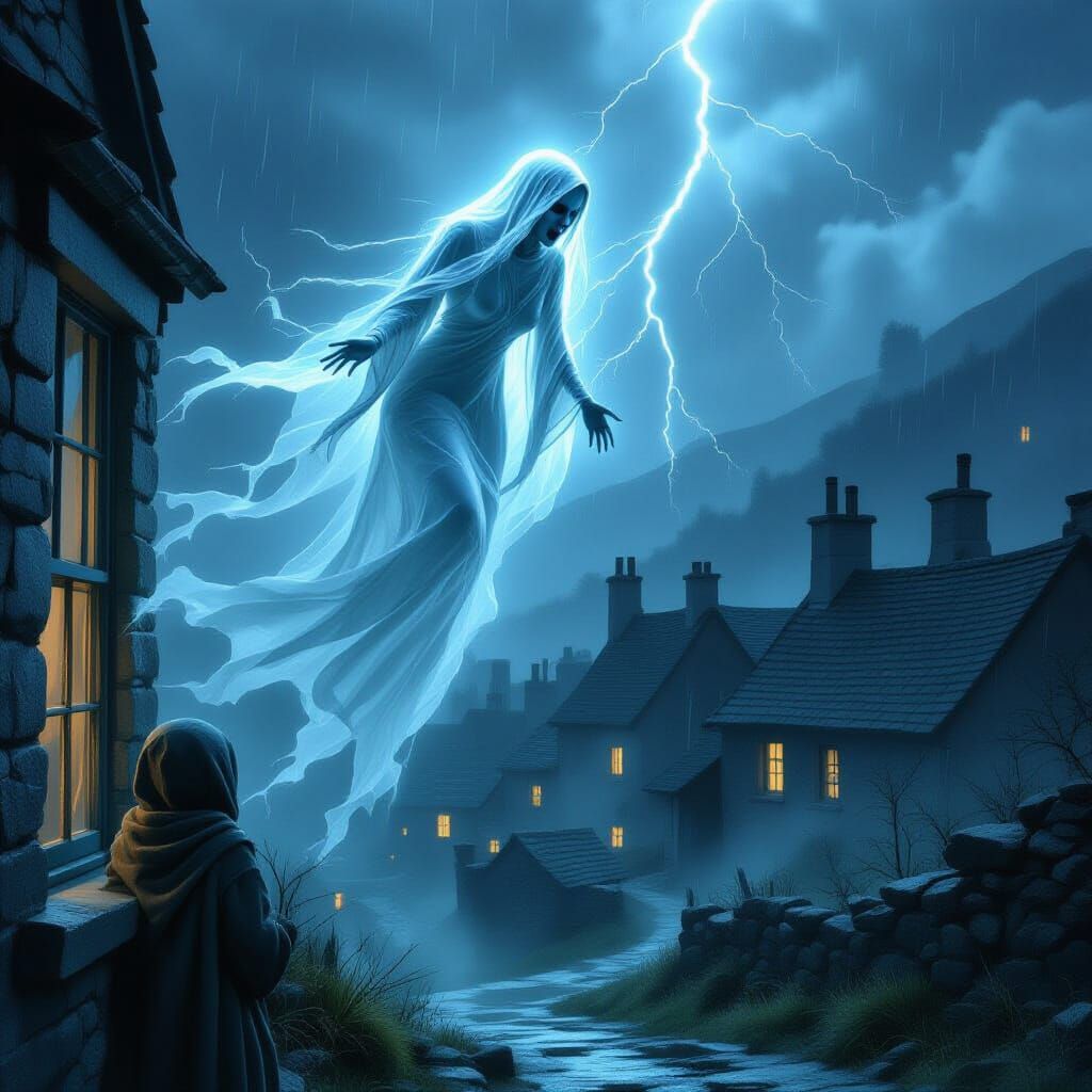 Eerie Banshee Haunts Misty Irish Highlands