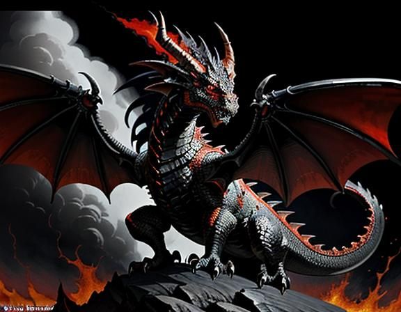 Fiery Dragon in Dynamic Fantasy Art Style