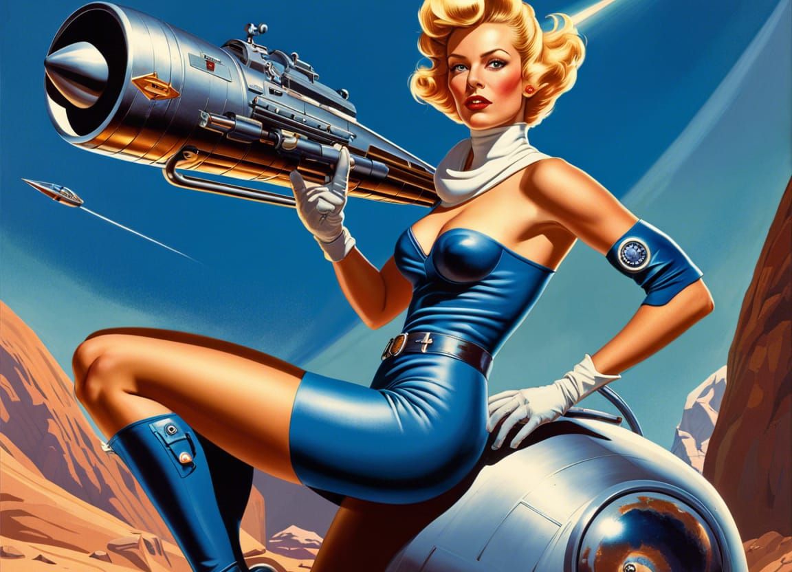 Stellar Explorer Pinup on Alien Planet in 8K