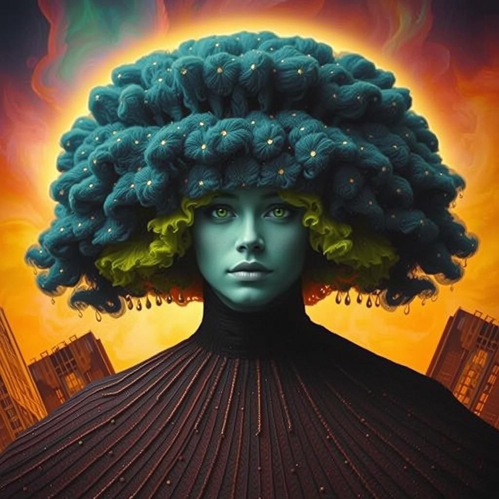 Vorticist Portrait with Sci-Fi Elements