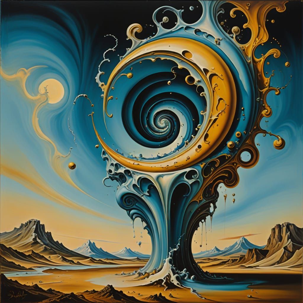 Surreal Swirling Melting Landscape as Oil Painting