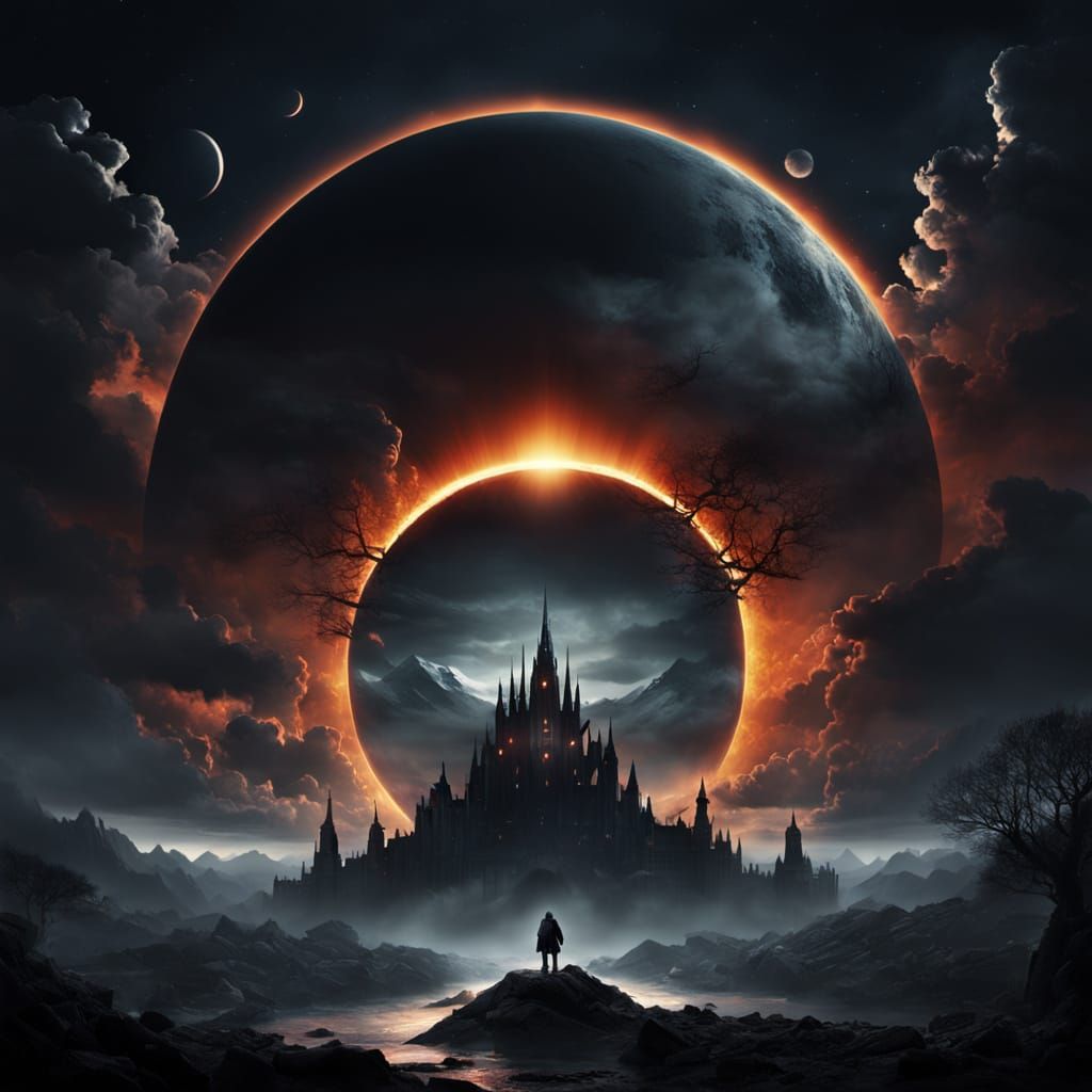 Epic Total Eclipse: Dramatic Digital Matte Painting