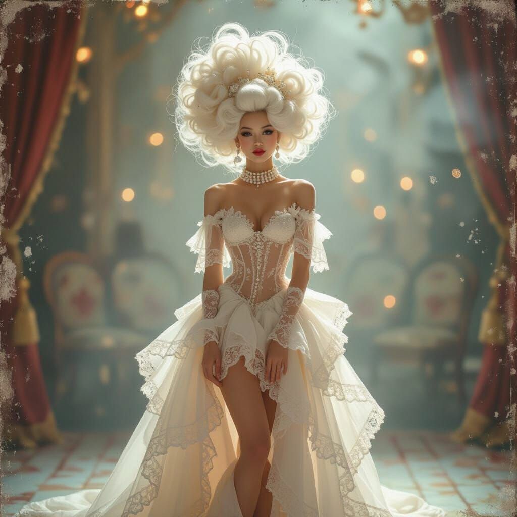 Showgirl in Ethereal Light, Mixed Media Style