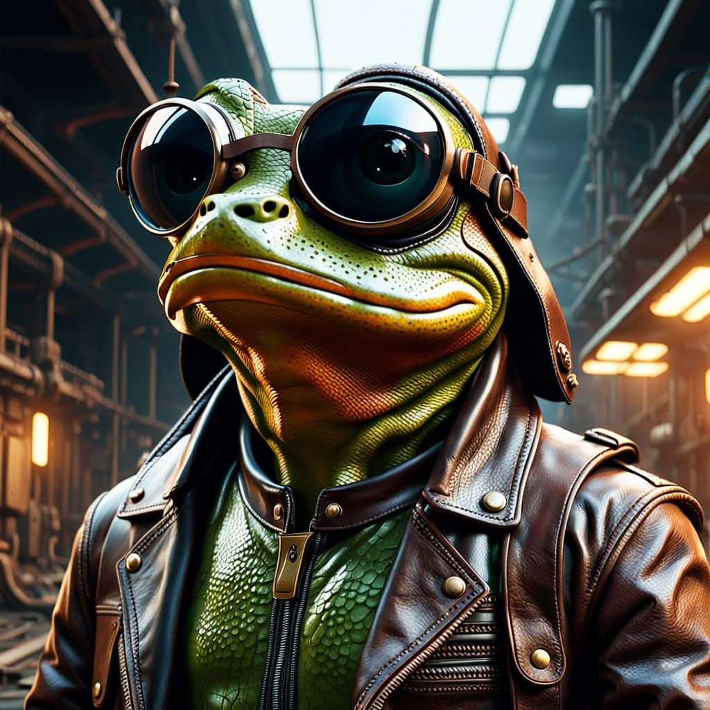 Realistic, hyper-detailed humanoid anthropomorphic surprised...