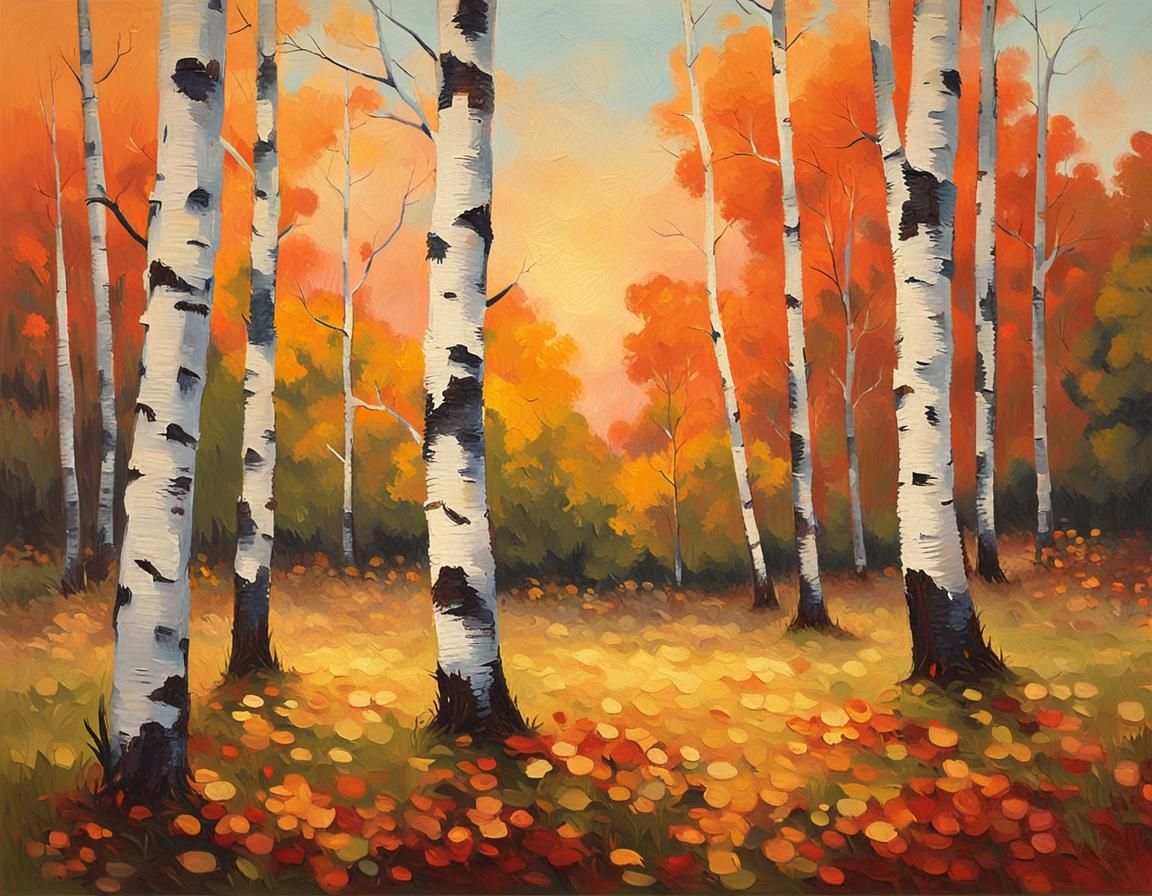 Impressionist Autumn Meadow Landscape Painting