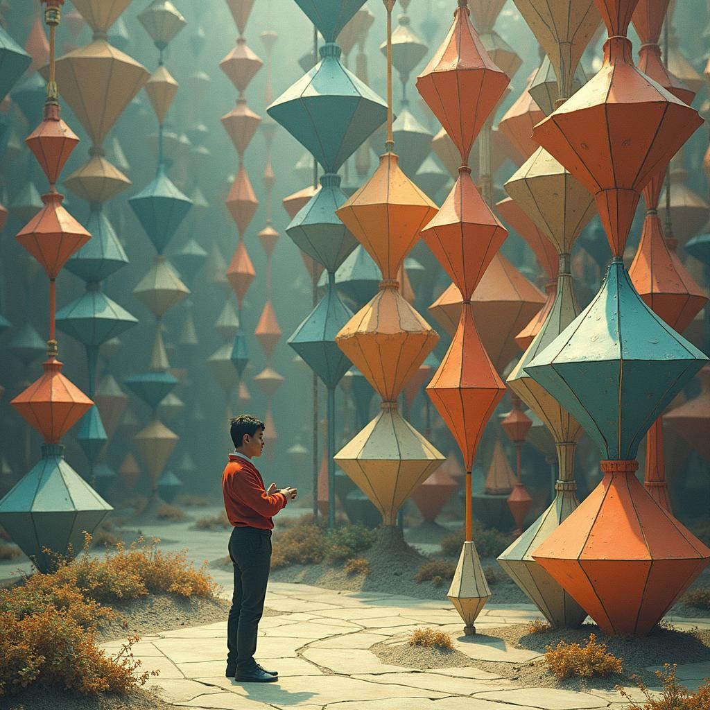 Complex Polyhedral Model Evokes Dreamlike Landscapes