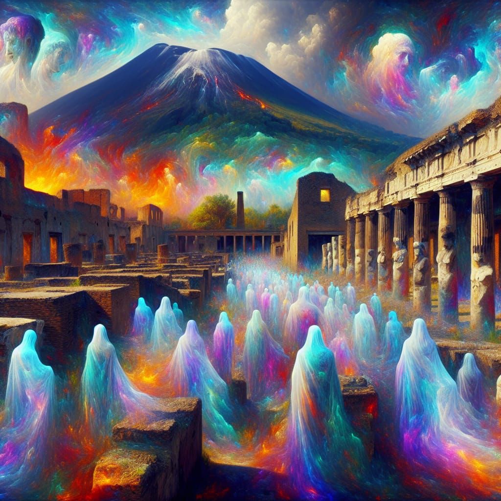 Pompeii Ghosts in Ominous Vivid Painting