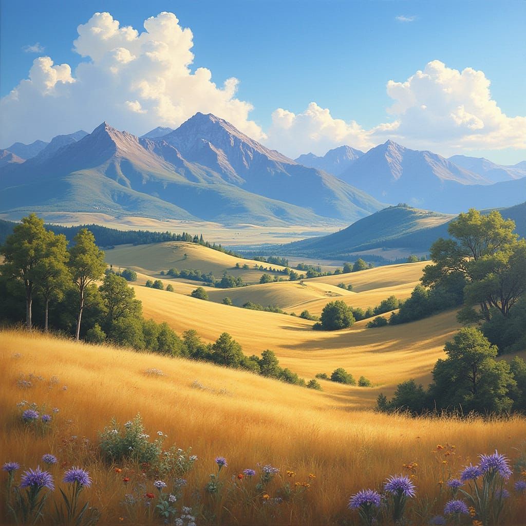 Scenic American Landscape Inspired by Master Artists