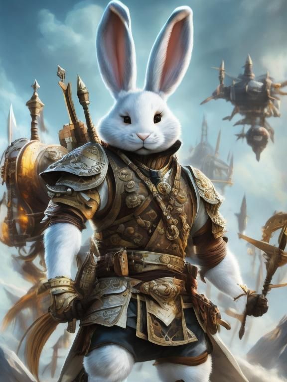 Anthro Bunny Warrior in Mech Armor
