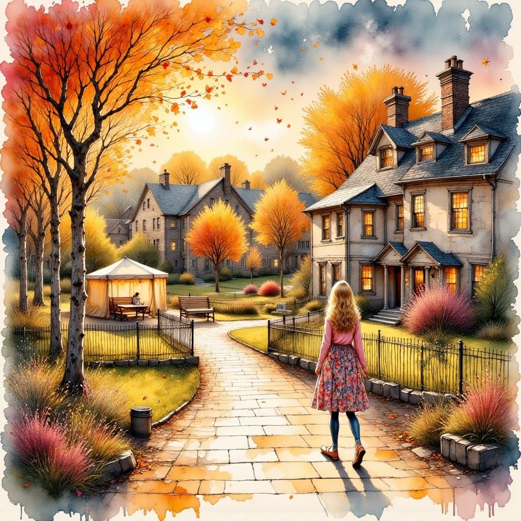 Autumn Evening: Whimsical Portrait of College Student