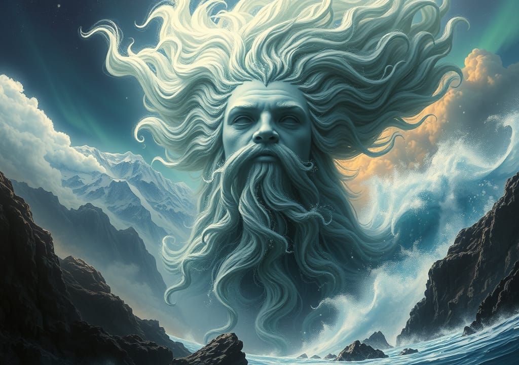 Wind God Sculpting Landscape with Breath