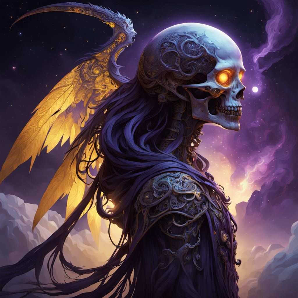 Ethereal Dark Fantasy Hybrid under Starlight