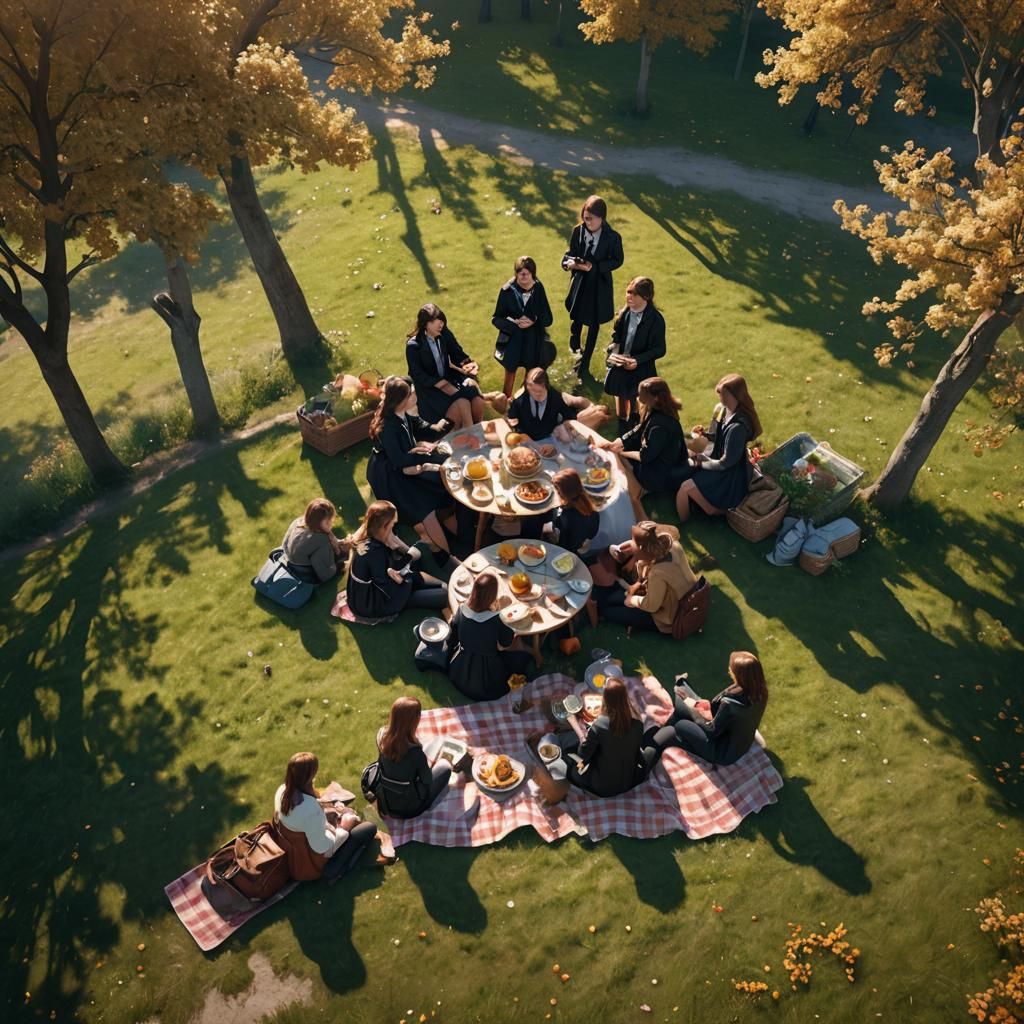 School Girls Picnic in Picardy: 3D Game Cinematic