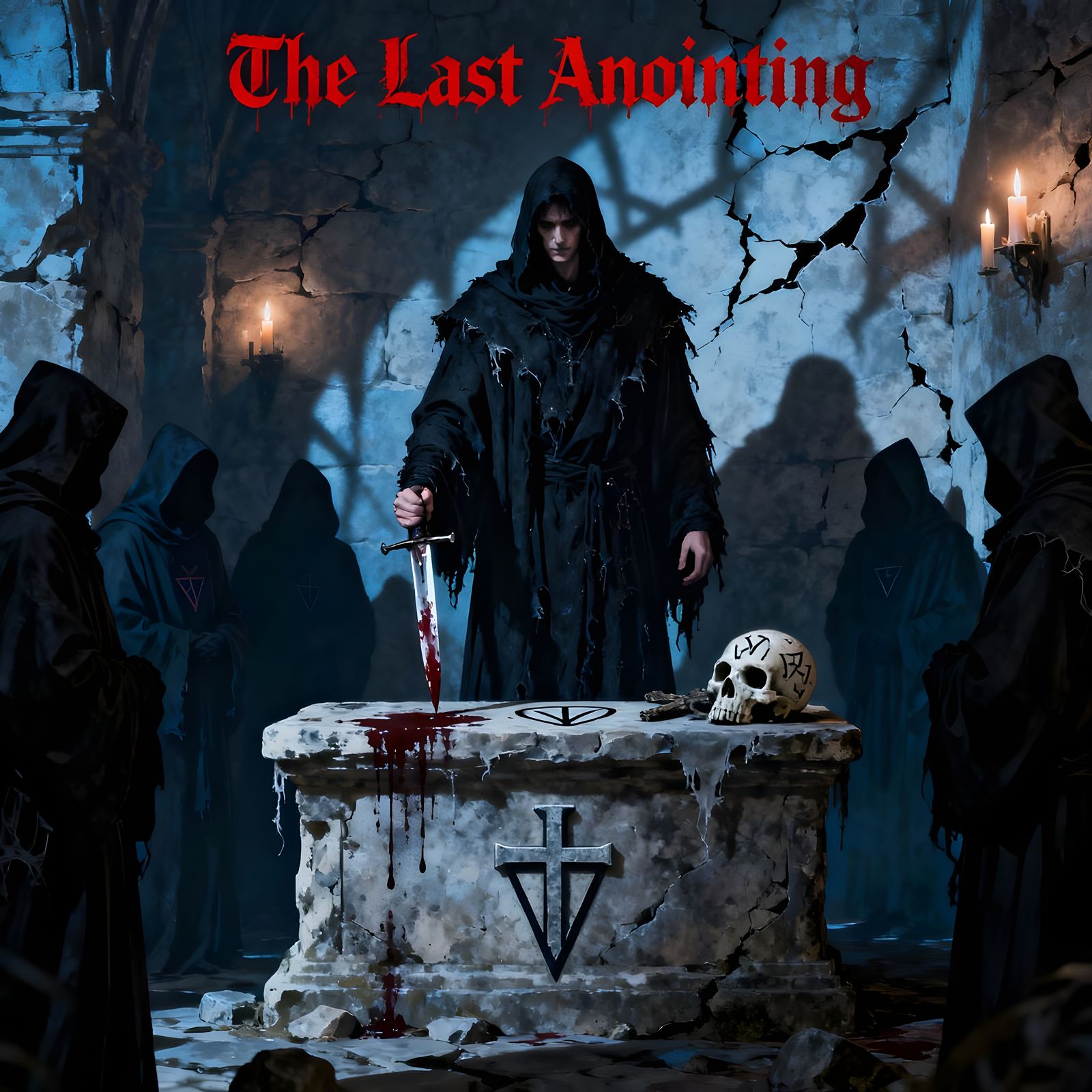 Satanic Ritual Scene in Dramatic Chiaroscuro Lighting