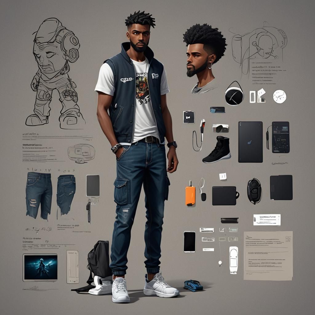 Hacker Character Sheet in Detailed Digital Art