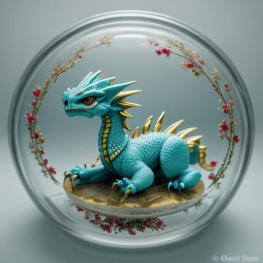 Miniature Red Dragon in Jewelry Box: Fantasy Photography
