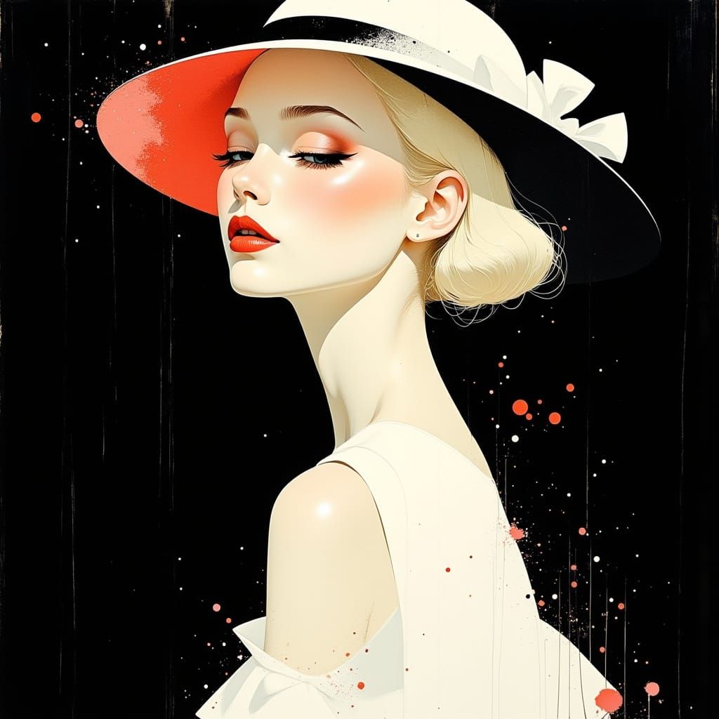 Abstract Surreal Woman in White, Minimalist Style