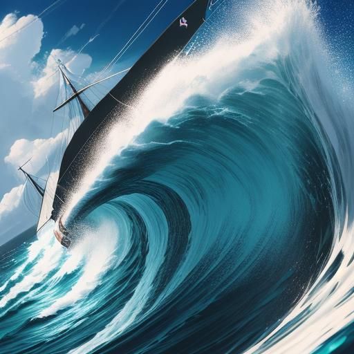 Sailboat on Calm Ocean in Comic Book Style