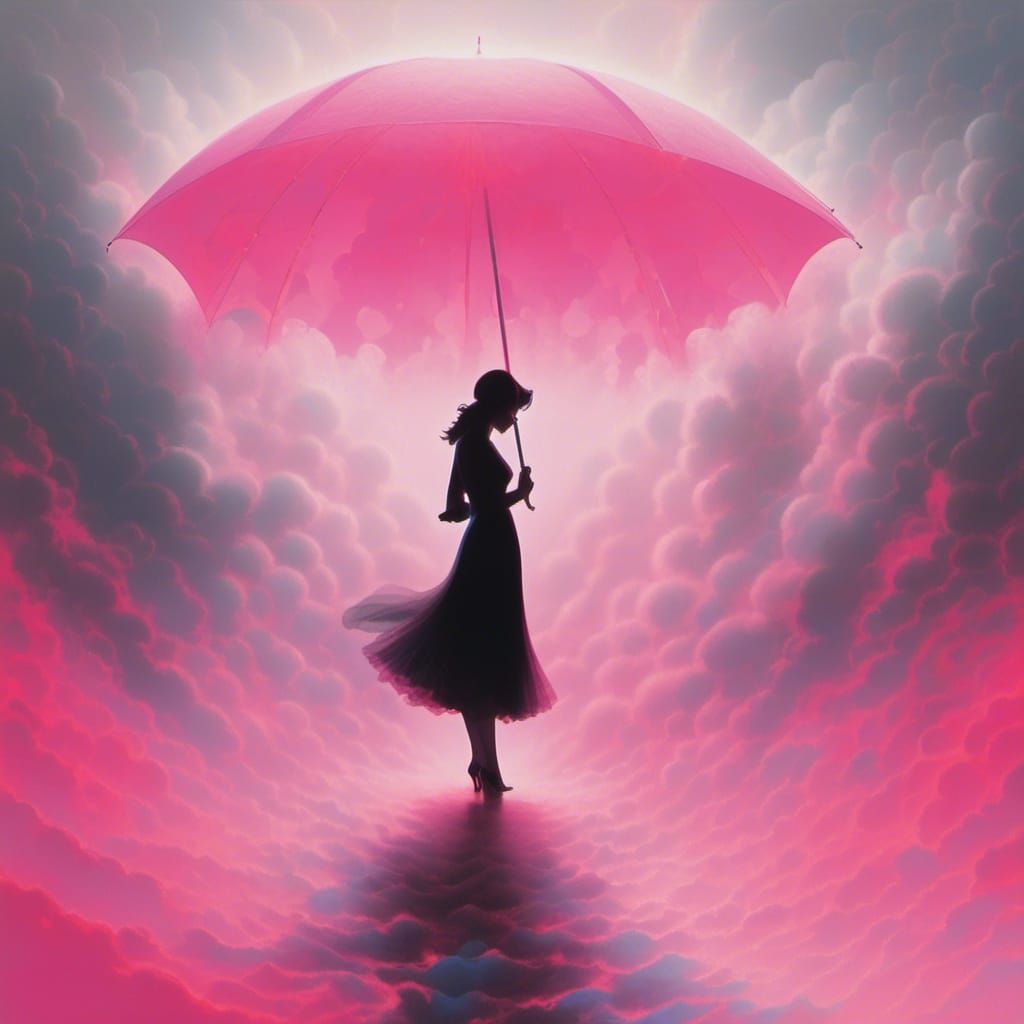 Surreal Pink and White Smoke Silhouette