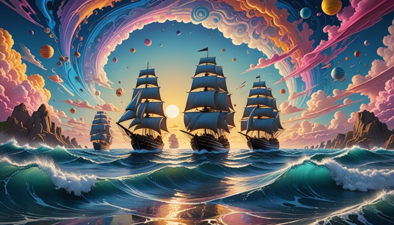 Surrealistic Op-Art Odyssey Through Cosmic Coordinates