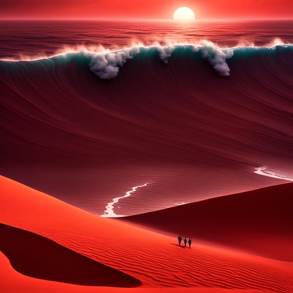 Alien Planet Beach with Horizontal Waves