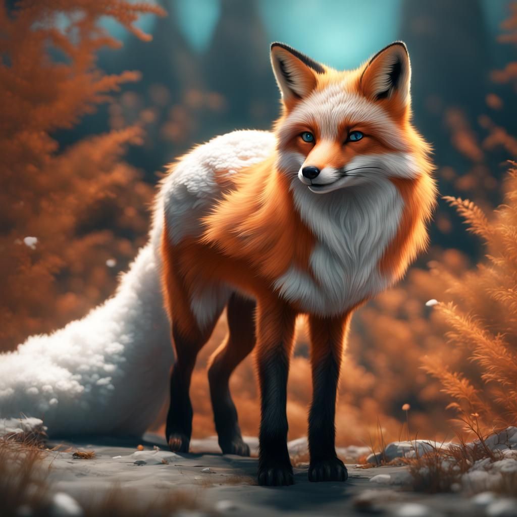 Cloud-tailed Fox Digital Art in Hyperdetailed Style