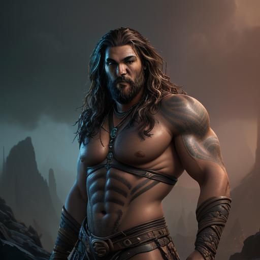 Detailed Matte Painting of Jason Mamoa