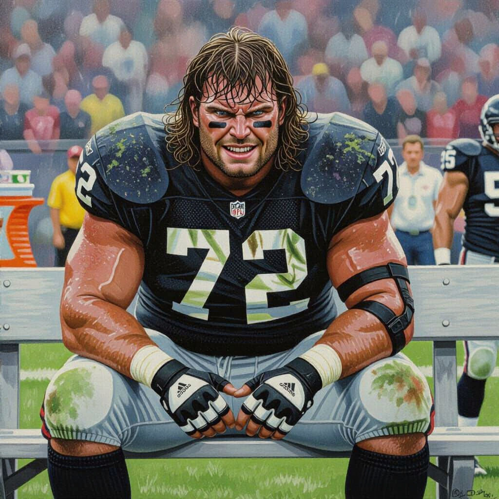 Intense Football Player in Gouache Watercolor Style