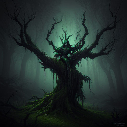 Mystical Elf in Dark Fantasy Landscape