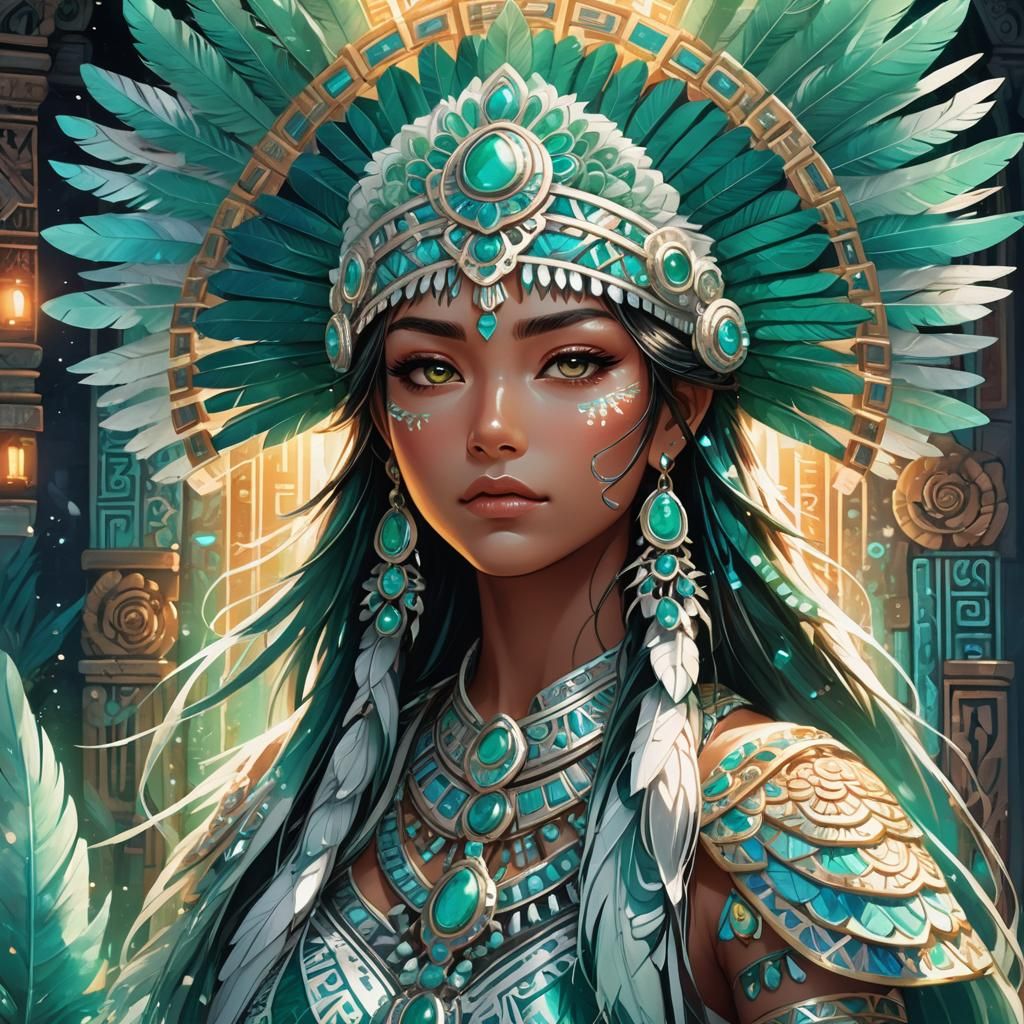 Aztec Girl Portrait in Anime Style